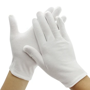 1 чифта етикет памучни ръкавици бели ръкавици етикет памучни ръкавици сервитьори шофьори бижута работници ръкавици пот абсорбция