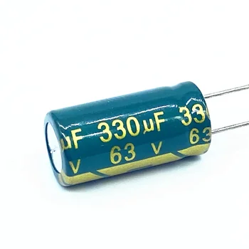  10pcs / партида висока честота нисък импеданс 63v 330UF алуминиев електролитен кондензатор размер 10 * 20 330UF 63v 20%