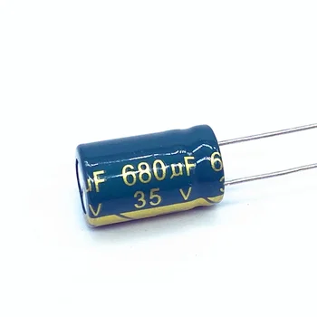  10pcs / партида ниска ESR / импеданс висока честота 35v 680UF алуминиев електролитен кондензатор размер 10 * 17 680UF35V 20%