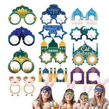 12pcs Eid хартия очила парти благосклонност очила за деца очила фото подпори консумативи очила фото подпори доставки с 6 различни