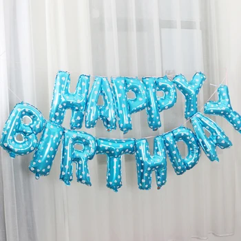 13pcs 16inch Blue Честит рожден ден писмо фолио балони хелий балони Globos рожден ден декорации Детски бебешки душ консумативи