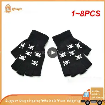 1~8PCS Удобни пънк ръкавици светят в тъмното Хелоуин светещи ръкавици мода топли ръкавици без пръсти Хелоуин против хлъзгане