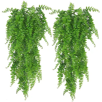 2 Pack изкуствени висящи растения фалшиви бръшлян листа стена декорация за вътрешен открито, зеленина Начало декор изкуствена лоза