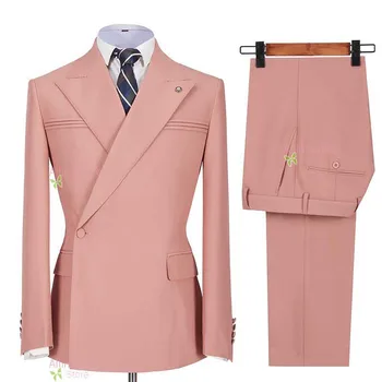 2-парче двуредно яке с панталони за мъже Бизнес официални костюми комплект класически стил нетактичност персонализирани панталони