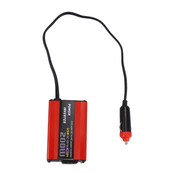 200W автомобилен инвертор Dc 12V към Ac 220V конвертор Dual USB зарядно адаптер за кола Power Booster - червен