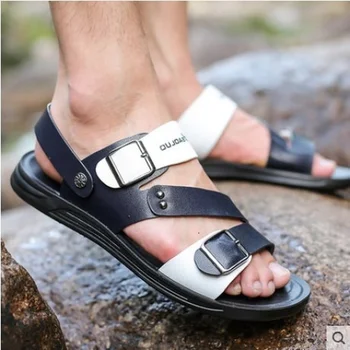 2022 Нови мъже Тенденциозно лято на открито Свободно време Нехлъзгащ се плаж Вътрешни чехли Пързалки Мода Плажни обувки Чехли Мъжки сандали