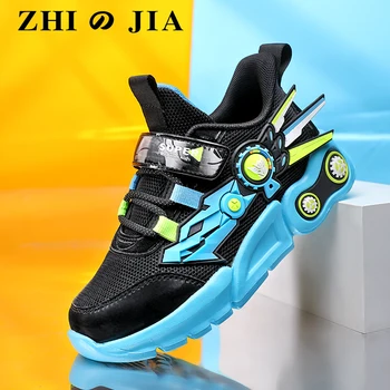 2023 Есенна мрежа Mecha маратонки момчета бягане маратонки случайни маратонки дишаща детска мода обувки платформа светлина обувки 8