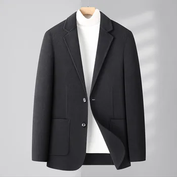 2023 Мъжки вълнен ежедневен костюм палто Бизнес красив джентълмен мода топло яке есен зима мъжки къси дебели блейзъри палто