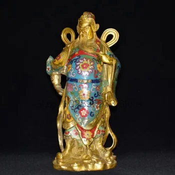 23.5 Китайски Cloisonne бронз Guan Yu воин статуя месинг Guan Yu дърворезба статуя