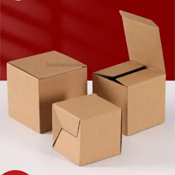  25pcs / партида Крафт хартия, гофрирани картонени кутии Квадратна метална кутия Гофрирана кутия за части