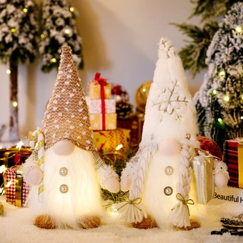 30см Коледна кукла елф гном с LED светлина Коледна украса за дома Коледа Navidad Нова година 2023 Детски подаръци