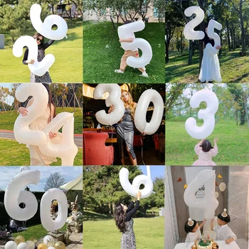 32inch гигантско желе бяло число фолио балони 1 2 3 4 5 6 7 8 9 фигури Globos възрастен бебе душ рожден ден декорации въздух