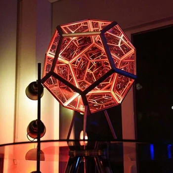 3D Art Cool Infinite Dodecahedron Коледна атмосфера лампа за домашен офис бюро декорация деца подаръци LED нощна светлина