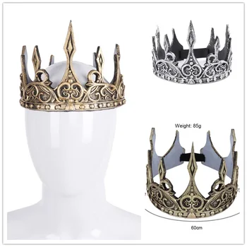 3D PU пяна Средновековна кралска корона Средновековна кралска кралска диадема Корона шапки Древна шапка Viking Corona Hombre King Облечи