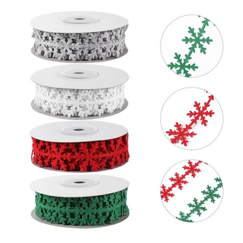 4 ролки метален декор Коледа снежинки панделка за занаяти опаковане Riband пакет доставка дантела