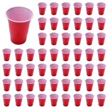 400Pcs 450Ml Червена пластмасова чаша за еднократна употреба Парти чаша Бар Ресторант Консумативи Домакински стоки Стоки за бита Високо качество