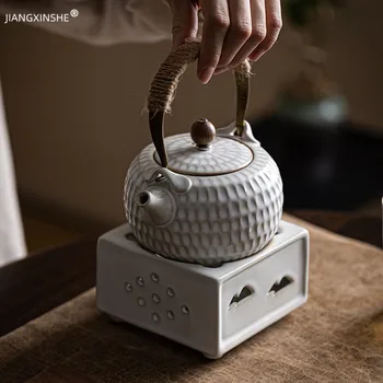 425ML Малък чайник топъл чай печка комплект домакински керамични ръчно изработени прости чайник чай печка комплект