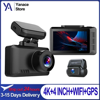 4k Dash камери черна кутия WIFI GPS кола DVR камера Loop запис видеорекордери Нощно виждане за задно виждане 24H паркинг монитор