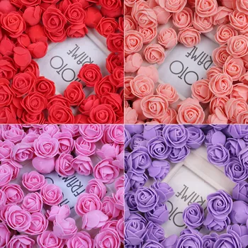 500Pcs PE многоцветен DIY роза изкуствени цветя букет сватба годеж ръчно изработени цветя фалшива роза цвете главата подаръци декор