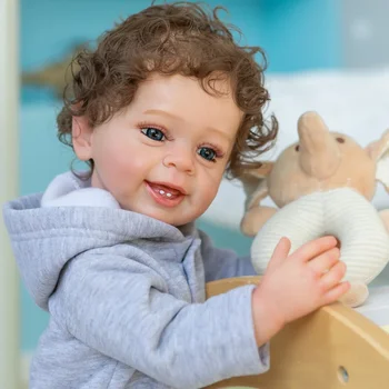 55CM Преродена кукла Yannik цялото тяло винил 3D прероден бебе момче кукли ръчно рисувани 3D кожата видими вени Bebe прероден водоустойчива играчка