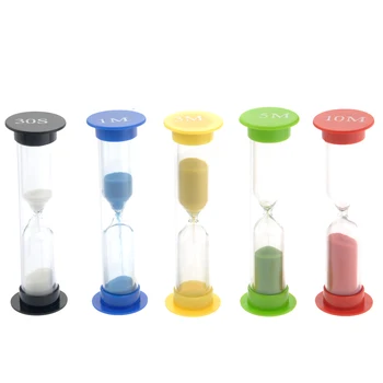 5pcs 30second/1minute /3minutes /5minutes /10minutes Цветни пясъчни часовници пясъчен часовник Таймери за пясъчен часовник (случаен цвят)