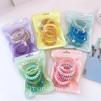 6pcs градиент цвят телефон връзки за коса мода Kpop ленти за коса за жени еластични гумени ленти аксесоари за коса капка доставка