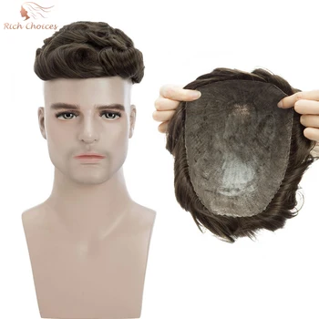 8X10 Мъжка перука човешка коса супер издръжлива пълна тънка кожа PU естествена линия на косата мъже капилярна протеза подмяна прически
