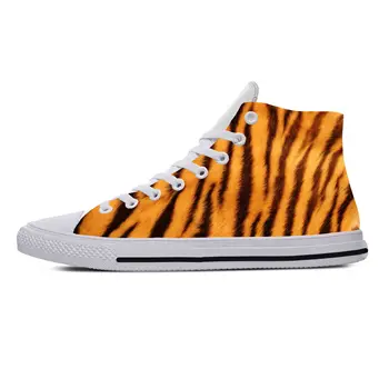 Animal Tiger Stripe Skin Pattern Мода Популярни ежедневни платнени обувки High Top Удобни дишащи 3D печат Мъже Дамски маратонки