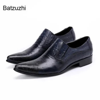 Batzuzhi италиански стил ръчно изработени кожени обувки обувки мъже фиш-он официални бизнес обувки мъжки обувки посочи, голям размер US6-12
