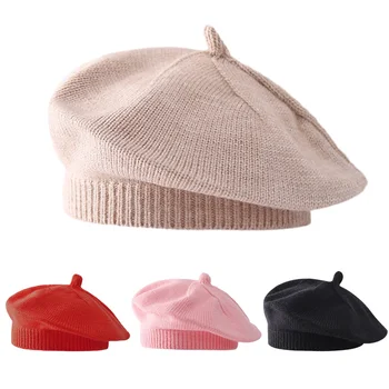 Candy цвят бебешка барета шапка за момичета есен зима плетена шапка сладко бебе шапка шапка мода детски аксесоари 1-4 години