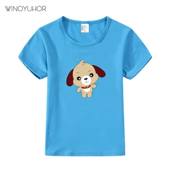 Cartoon Dog Print Tee Tops Boy Girls Summer Short Sleeve T-Shirt Children Cute Animal Kids T Shirt Clothes High Quality
