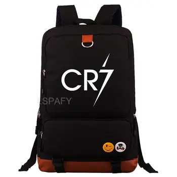 CR7 мъже случайни компютър раница тийнейджъри лаптоп пътуване раница черни ученици училище чанта пътуване ежедневно Mochilas