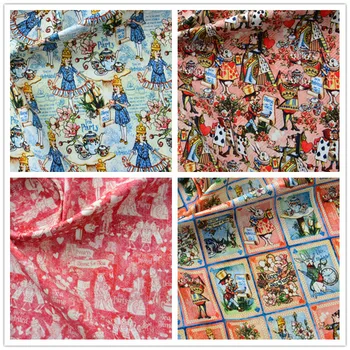 Disney Алиса в страната на чудесата Чаено парти Време за чай 100% памучен плат за дрехи Домашен текстил Спален комплект Шиене Quilting DIY