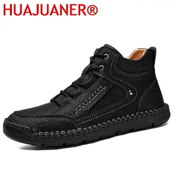Fashion Personality Men Ankle Boots New Trend Comfortable Man Sneakers Autumn Non-slip Motorcycle Boots Men Casual Shoes Leather