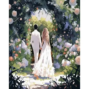 GATYZTORY рамка DIY живопис по брой комплекти Градина сватба на платно HandPainted Art подарък оцветяване по номера Начало декор