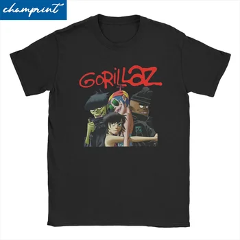 Gorillaz Rock T Shirt Мъже Дамски 100% памук хипстър тениски кръг врата пънк музика тениска къс ръкав върховете плюс размер