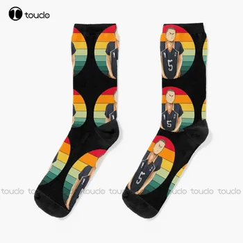 Haikyuu!!: Ryunosuke Tanaka - 80'S Sunset (цветни) чорапи бял екипаж чорапи мъже дизайн щастлив сладък чорапи нов популярен забавен подарък
