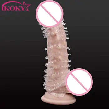 IKOKY Пенис ръкав забавена еякулация разширения презерватив петел покритие мъжки разширяването играчка секс продукти за възрастни играчки за мъж