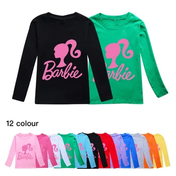 Kawaii деца Барби дълъг ръкав тениски аниме карикатура памук дишаща тройници есен зима момчета момичета всички мач спортно облекло
