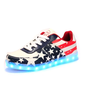 LED светлина обувки пролет и есен мъже ежедневни обувки за възрастни унисекс USB зареждане светещи обувки дантела нагоре за любителите c256 15