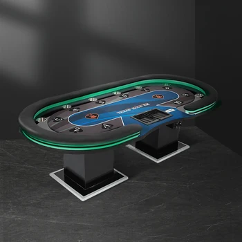 LED светлини зад игралната маса Texas Hold 'em маса черна и червена маса персонализирана маса USB чипове шах Depu маса