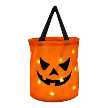 Light Up Halloween тиква чанта Light Up Хелоуин парти тиква кофа трик или лечение чанти тиква чанта многофункционални Goodie чанти