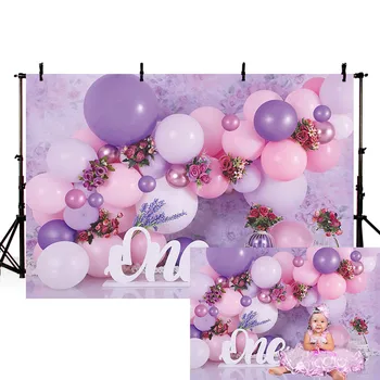 Mehofond принцеса момиче 1-ви рожден ден Фотография фон розов балон флорални торта Smash декор снимка фон студио prop