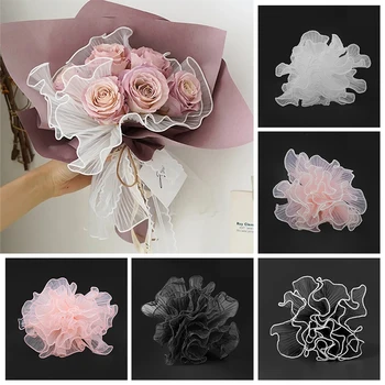 Mesh роза флорални опаковъчна хартия ролка цвете марля окото пакет букет опаковане цветар за сватба Свети Валентин