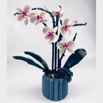Moc букет орхидея цвете блок сочен пот градивен блок, подходящ за романтичен 10311 Сграда събрание комплект играчка момичета подарък