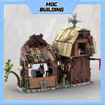 MOC Средновековна архитектура Стабилен плевня Строителен блок Модел Комплект за момчета Декорация на стая Творчески подаръци за играчки