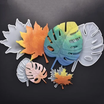 Monstera Leaf силиконови форми за DIY циментова мазилка кленов лист тава вземане на консумативи Начало декор дисплей плоча смола мухъл