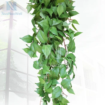 NuoNuoWell 43'' Зелена репичка лоза изкуствен венец бръшлян ратан пластмасова зеленина сватбена декорация DIY изкуствена Scindapsu
