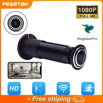 PEGATAH NEW Сигурност на отвора за очи на вратата 1080P HD 1.7mm обектив Широкоъгълен FishEye CCTV мрежа Mini Peephole Door Wifi камера P2P ONVIF