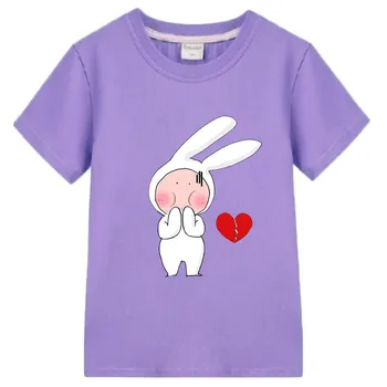 Rabbit Anime Cute Printed T-shirts Fashion Manga Tshirt Short Sleeve 100% Cotton Soft Tee-shirt Punk Graphic Boys/girls T-shirt